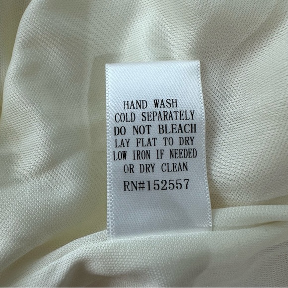 Polagram Cream Long Sleeve Embroidered Flowy Chiffon Textured Blouse - Picture 8 of 9